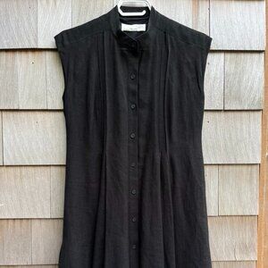 Women's Charles Nolan Linen and Silk Dress Black, Size 4
